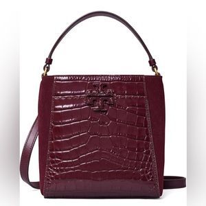 Tory Burch McGraw Embossed Small Bucket Bag